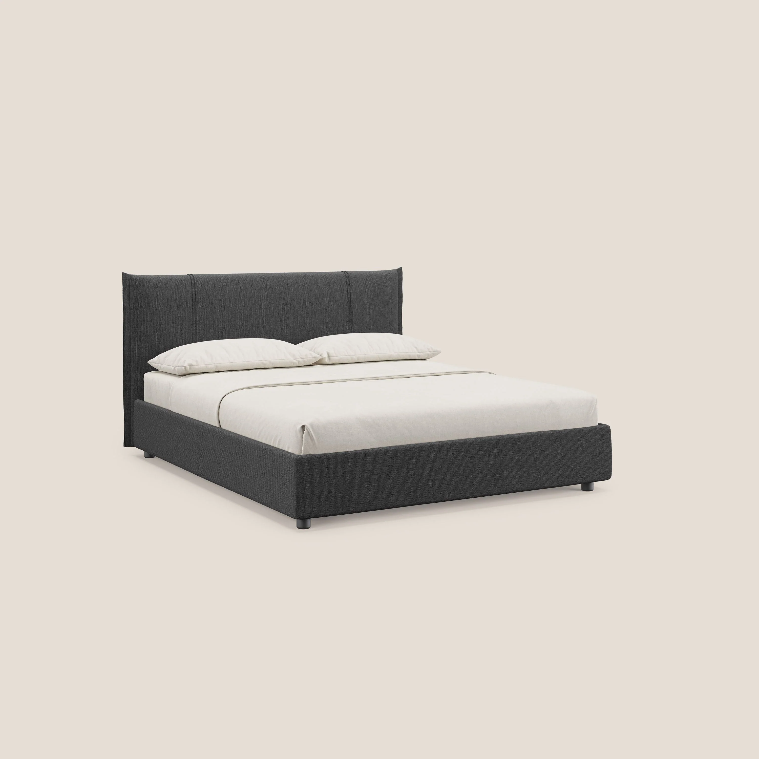 Alicia lit rembourré avec coffre de rangement en tissu imperméable T14 anthracite