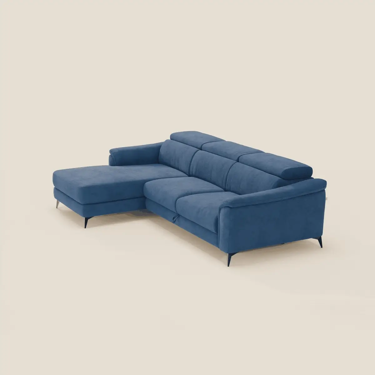 Arcos Canapé avec méridienne - pieds hauts et têtières inclinables en microfibre imperméable T11 bleu - Image 3