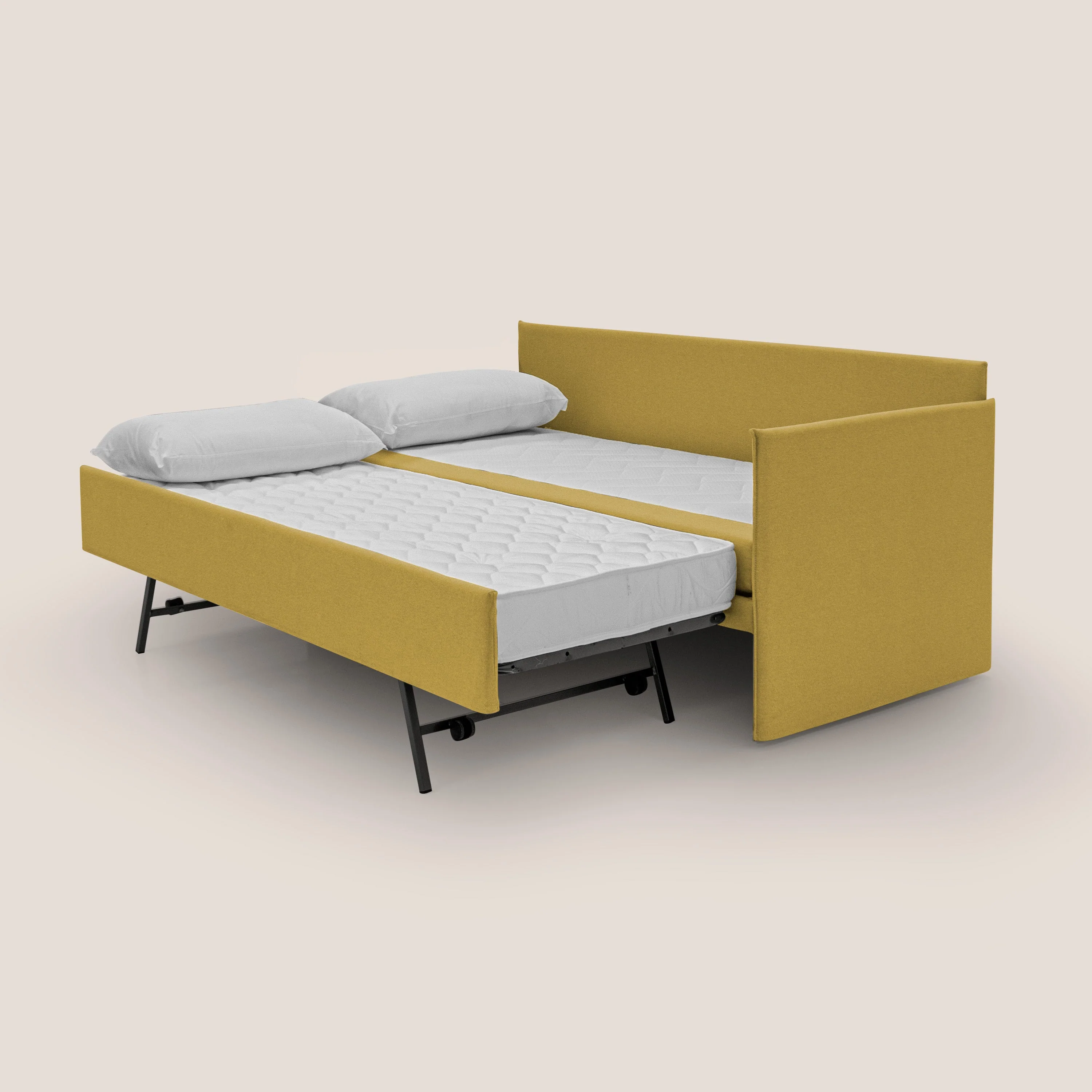 Durini Canapé duplex avec lits jumeaux et tissu effet coton imperméable T13 jaune - Image 2