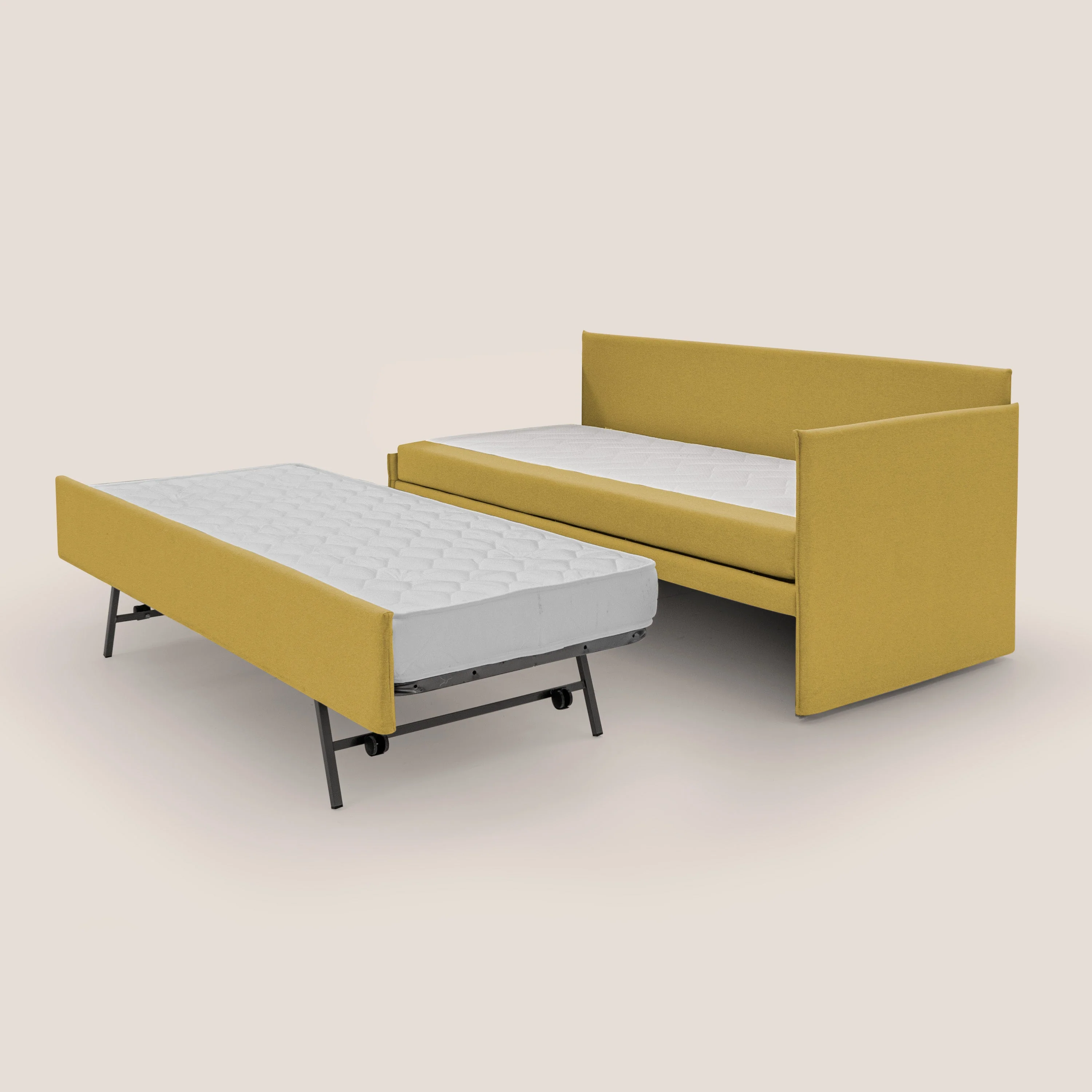 Durini Canapé duplex avec lits jumeaux et tissu effet coton imperméable T13 jaune - Image 3