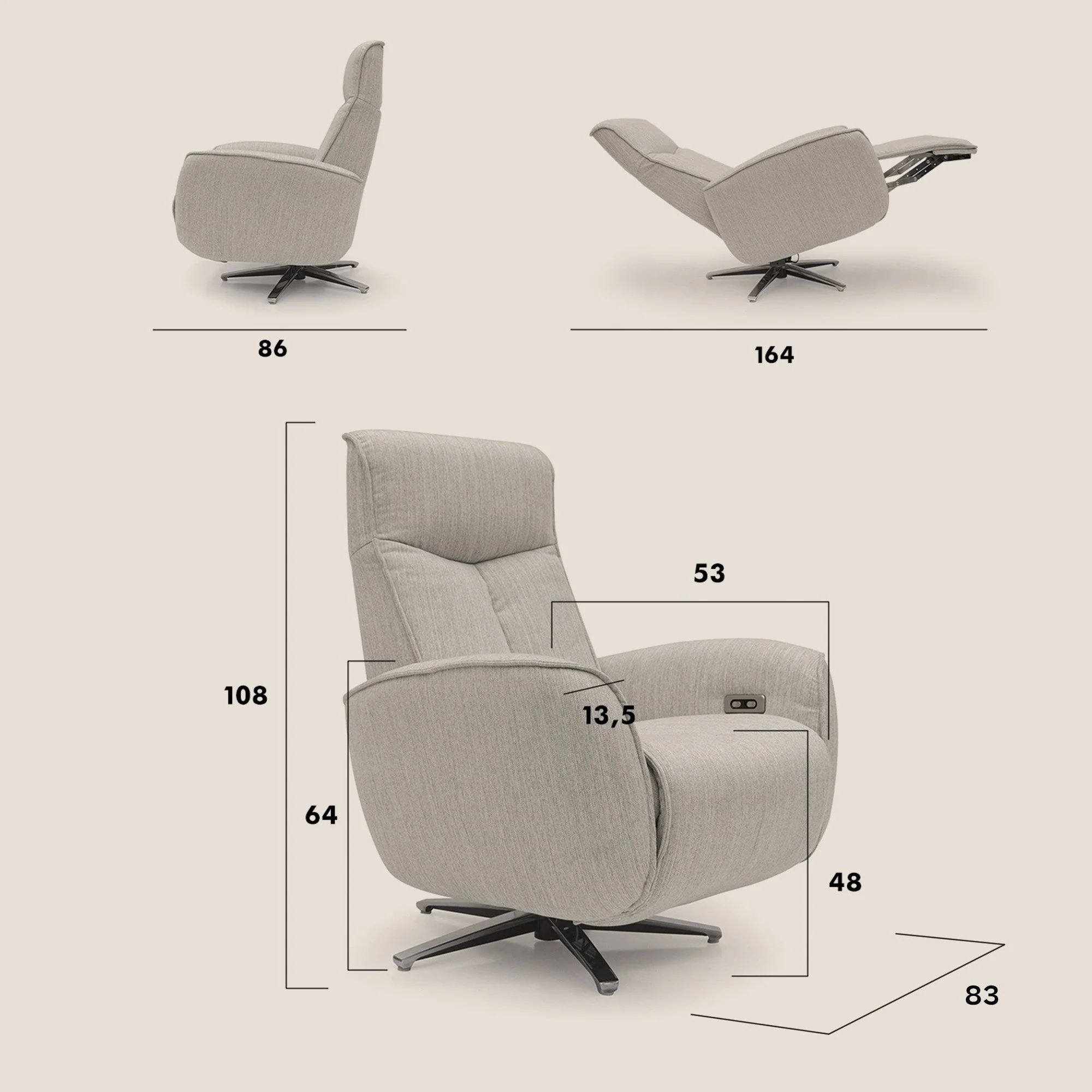 EVA fauteuil RELAX en tissu imperméable T02 noir - Image 12