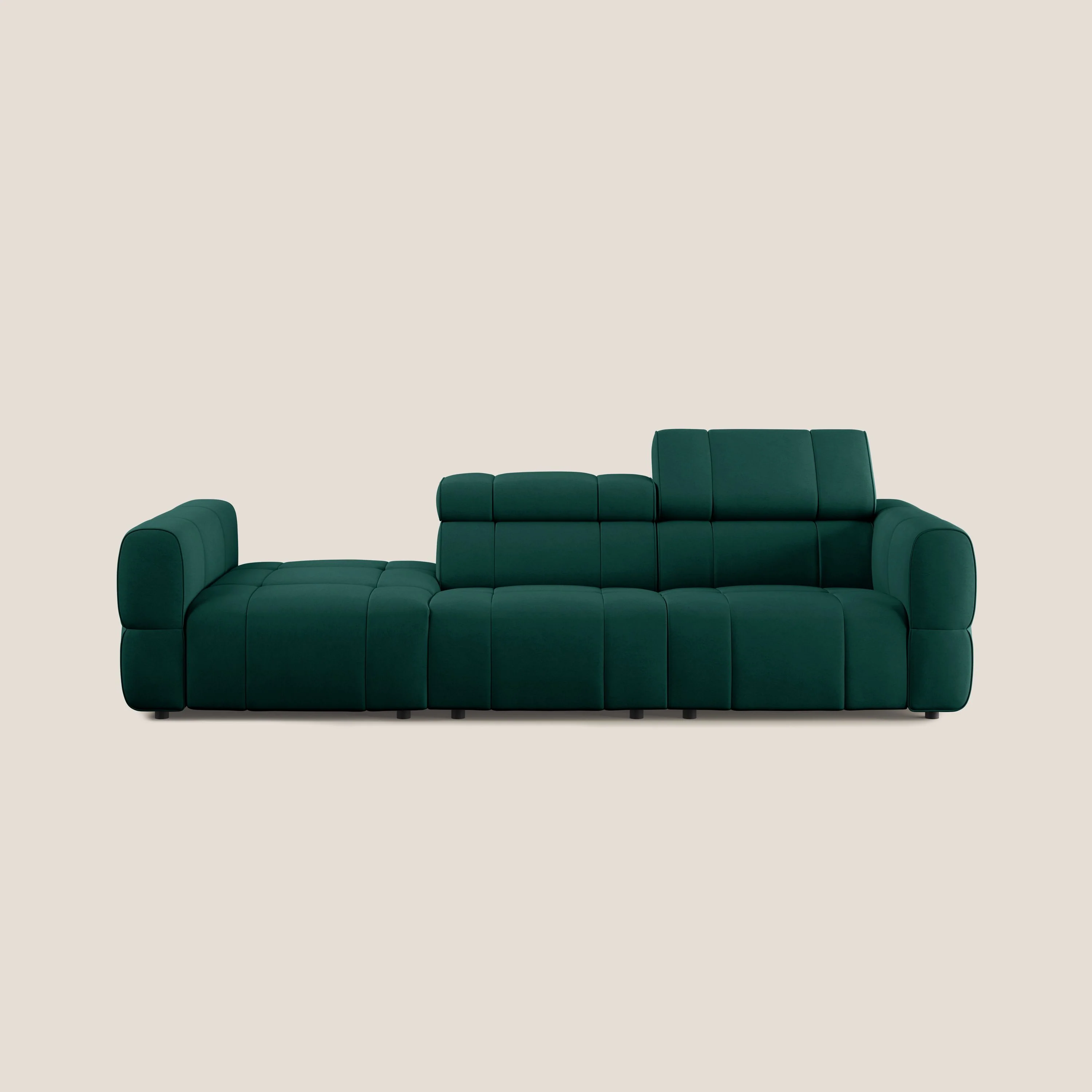 Giotto Canapé terminal avec option relax électrique en microfibre imperméable effet velours T09 vert