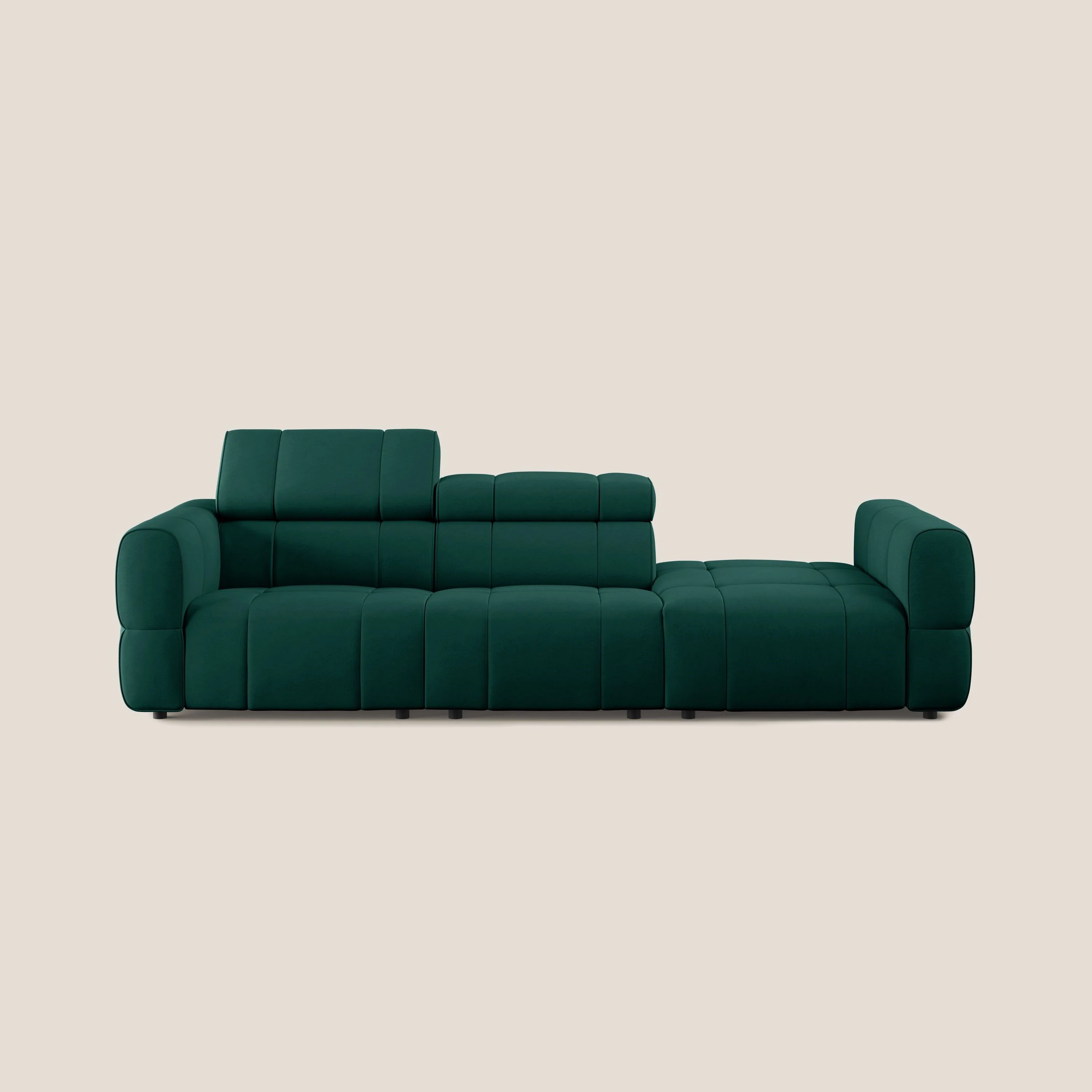 Giotto Canapé terminal avec option relax électrique en microfibre imperméable effet velours T09 vert - Image 11