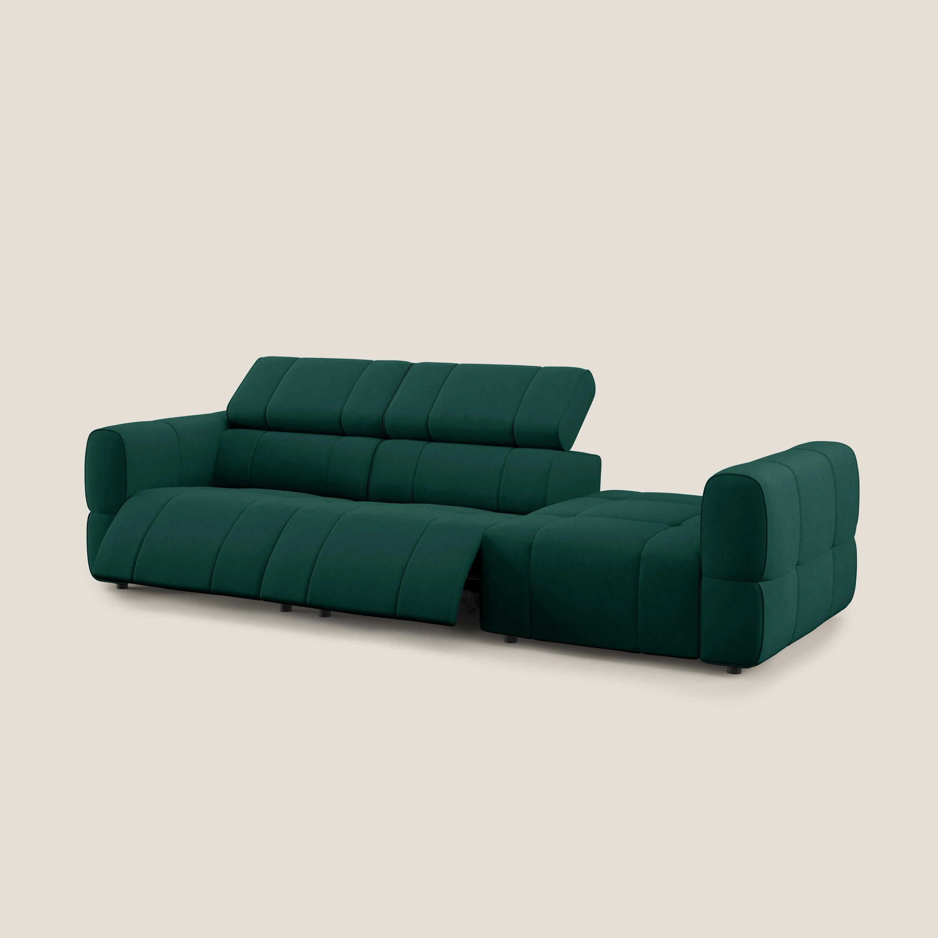 Giotto Canapé terminal avec option relax électrique en microfibre imperméable effet velours T09 vert - Image 12