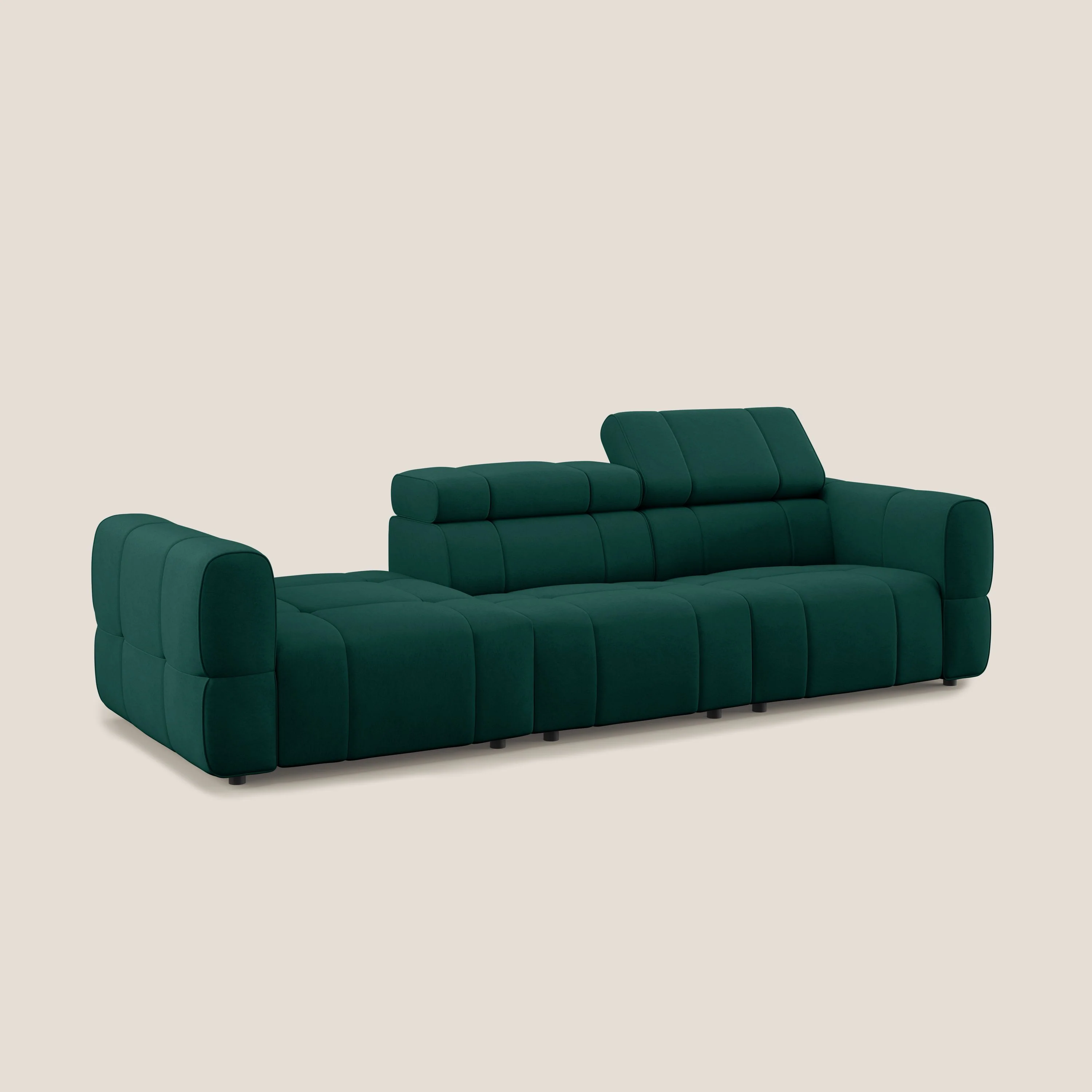 Giotto Canapé terminal avec option relax électrique en microfibre imperméable effet velours T09 vert - Image 4