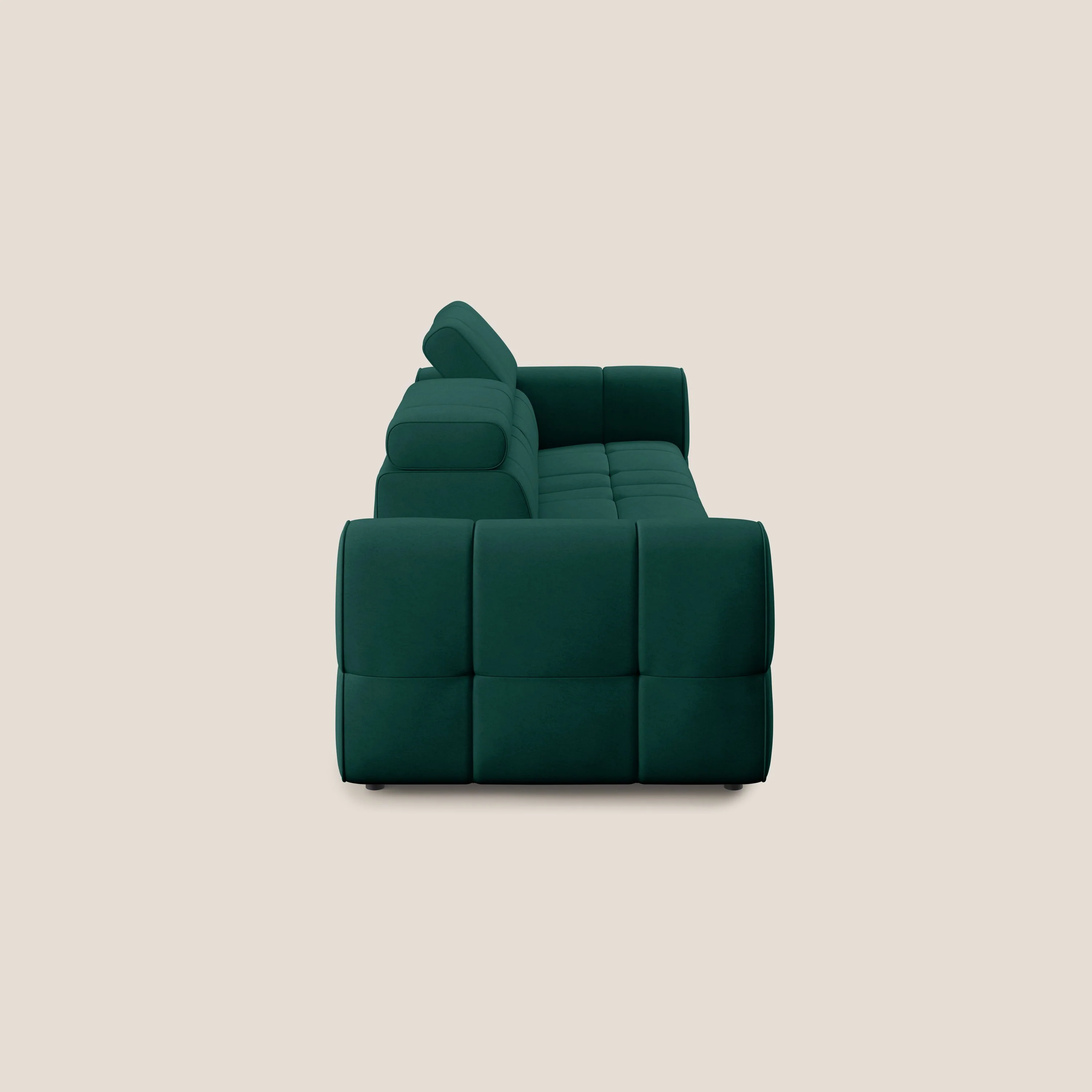 Giotto Canapé terminal avec option relax électrique en microfibre imperméable effet velours T09 vert - Image 5