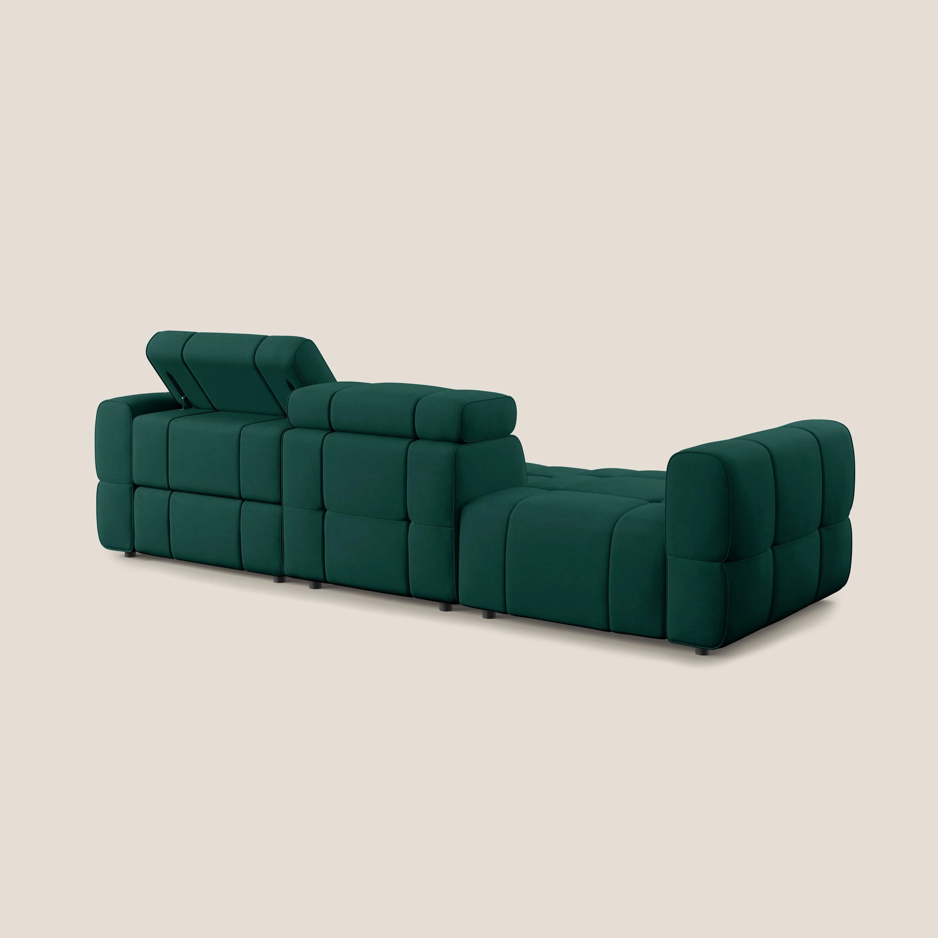 Giotto Canapé terminal avec option relax électrique en microfibre imperméable effet velours T09 vert - Image 6