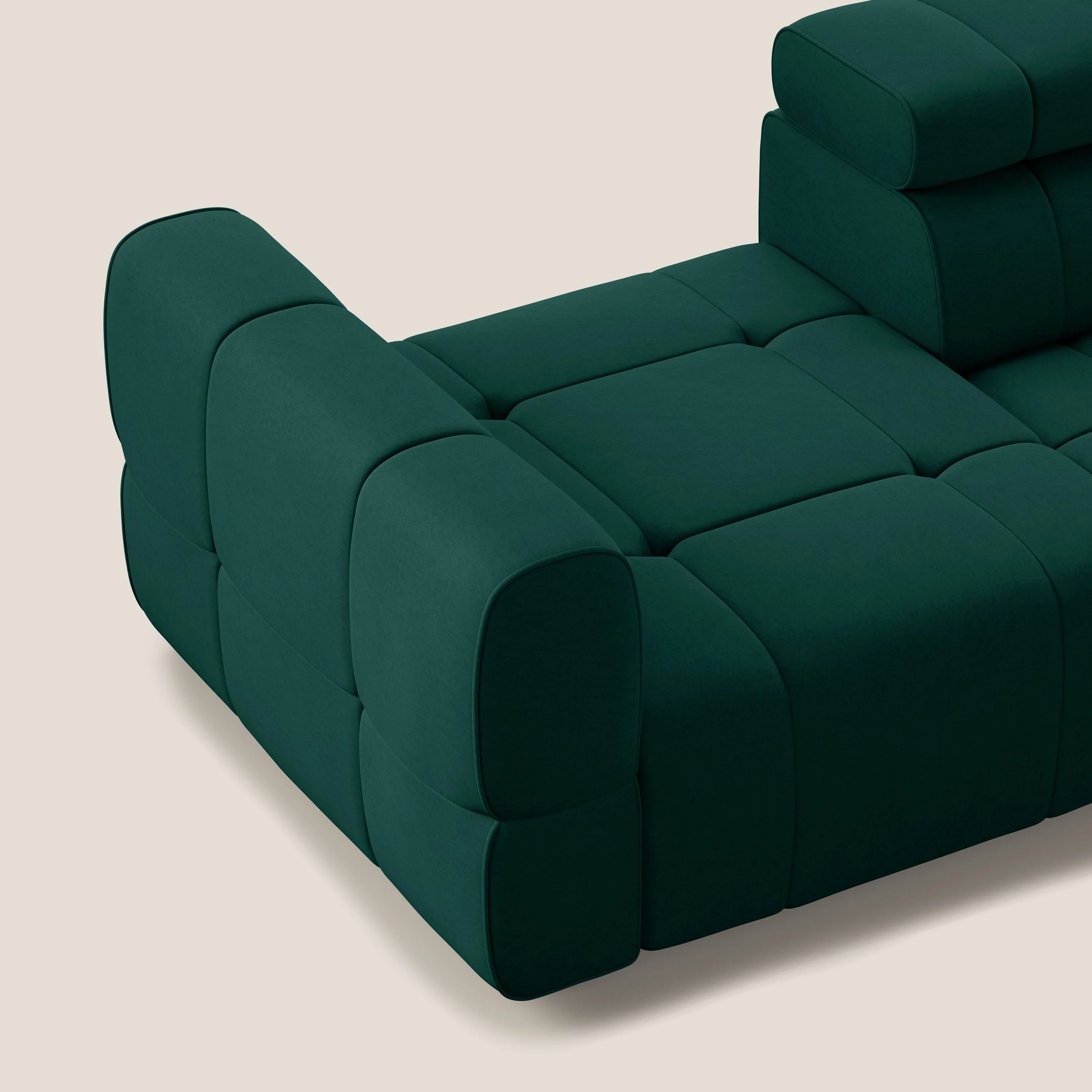 Giotto Canapé terminal avec option relax électrique en microfibre imperméable effet velours T09 vert - Image 7