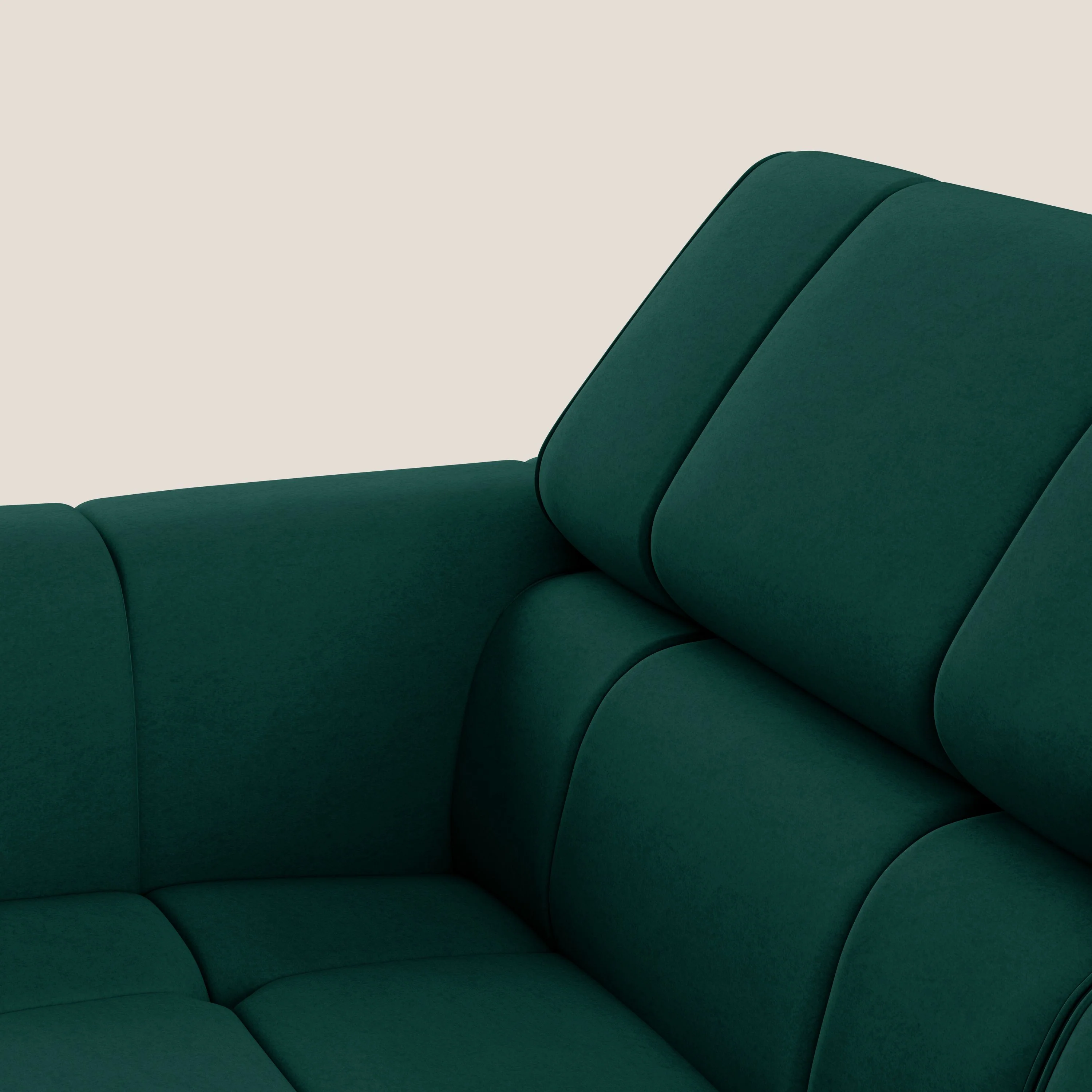 Giotto Canapé terminal avec option relax électrique en microfibre imperméable effet velours T09 vert - Image 9