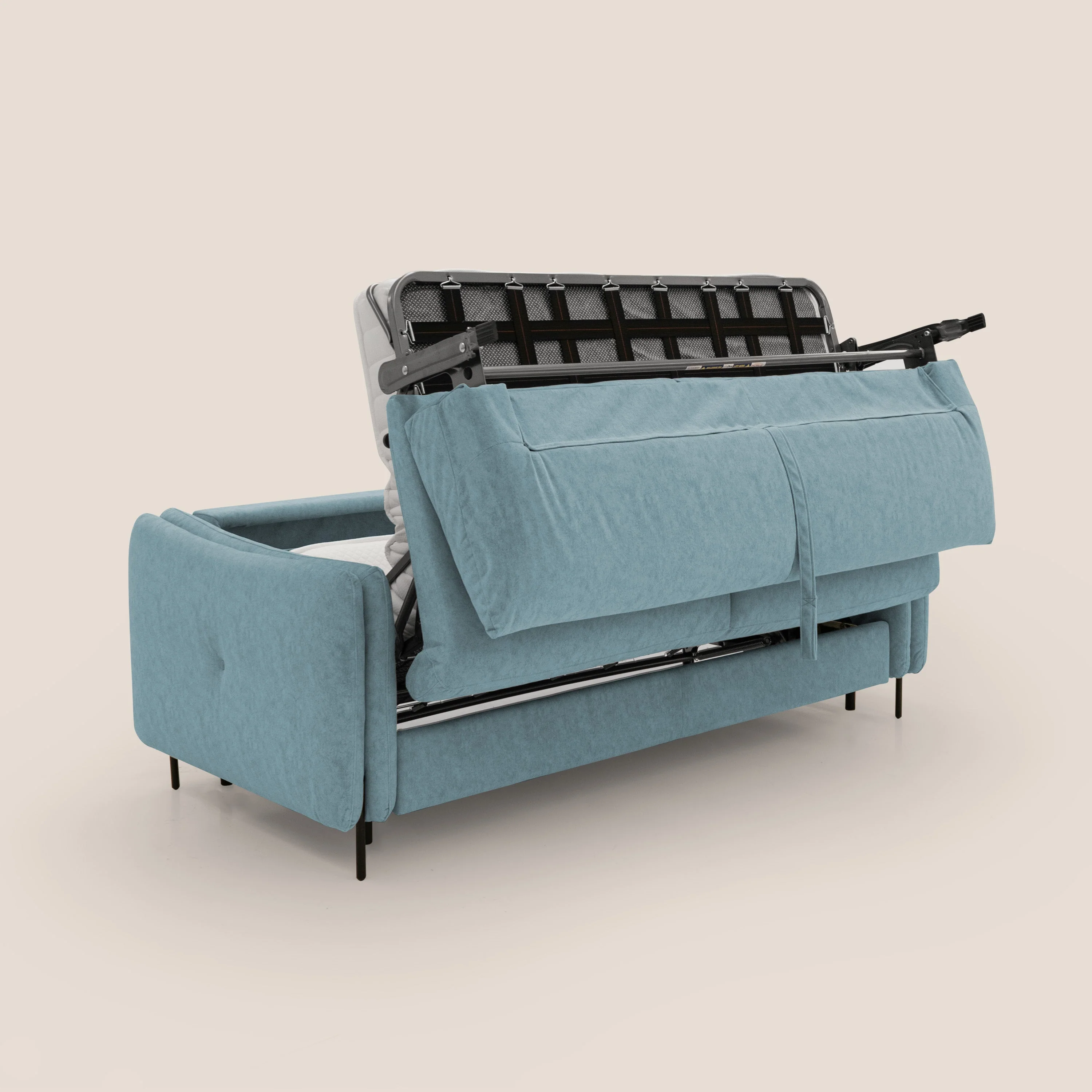 Gregory Canapé convertible avec matelas H18 cm en microfibre effet velours imperméable T09 sucre glace - Image 2