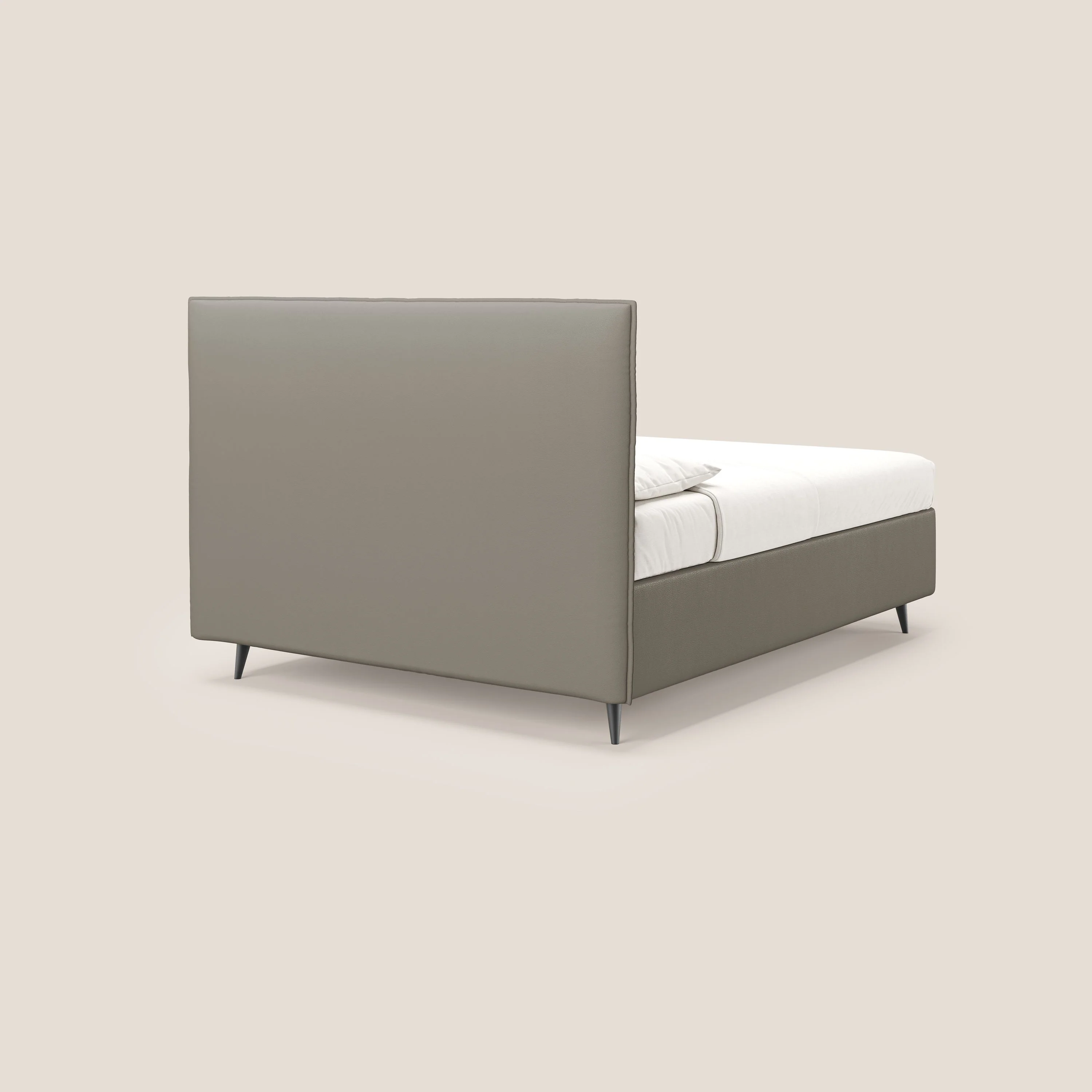 Greta lit coffre aux dimensions SLIM avec tête de lit matelassée en similicuir imperméable T04 taupe - Image 5