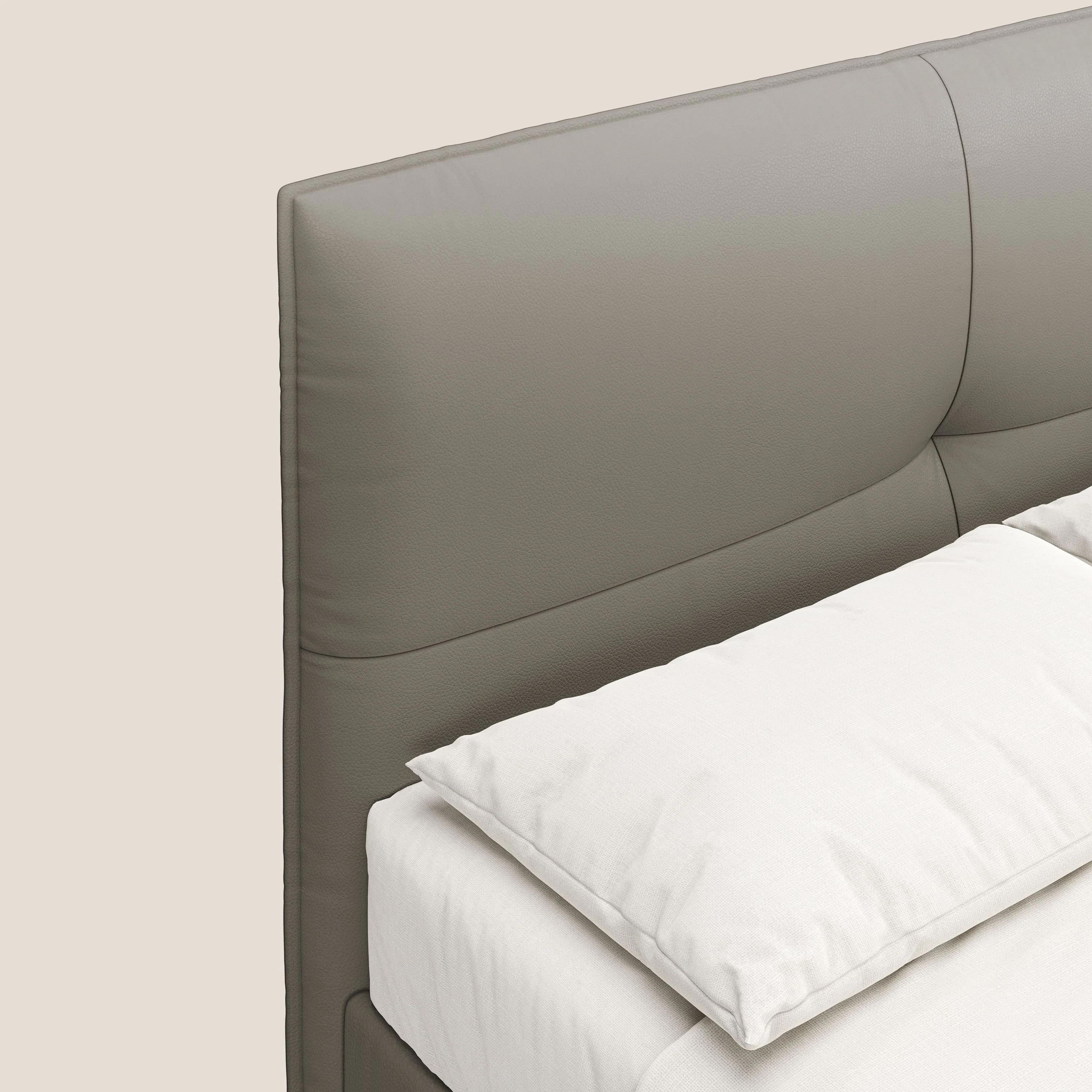 Greta lit coffre aux dimensions SLIM avec tête de lit matelassée en similicuir imperméable T04 taupe - Image 6