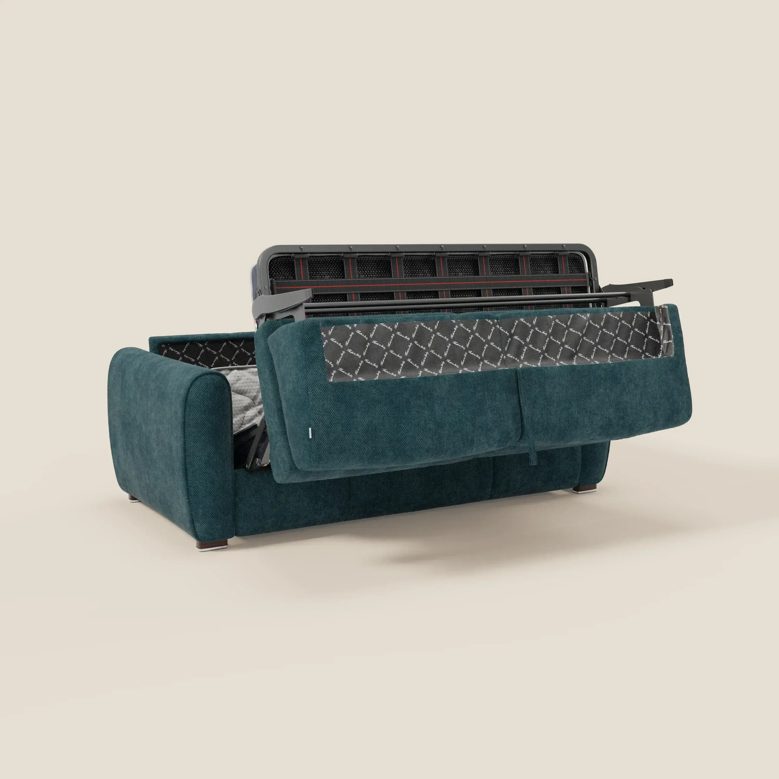 Kaleo Canapé convertible moderne avec matelas H17 cm - en tissu imperméable T26 bleu canard - Image 10