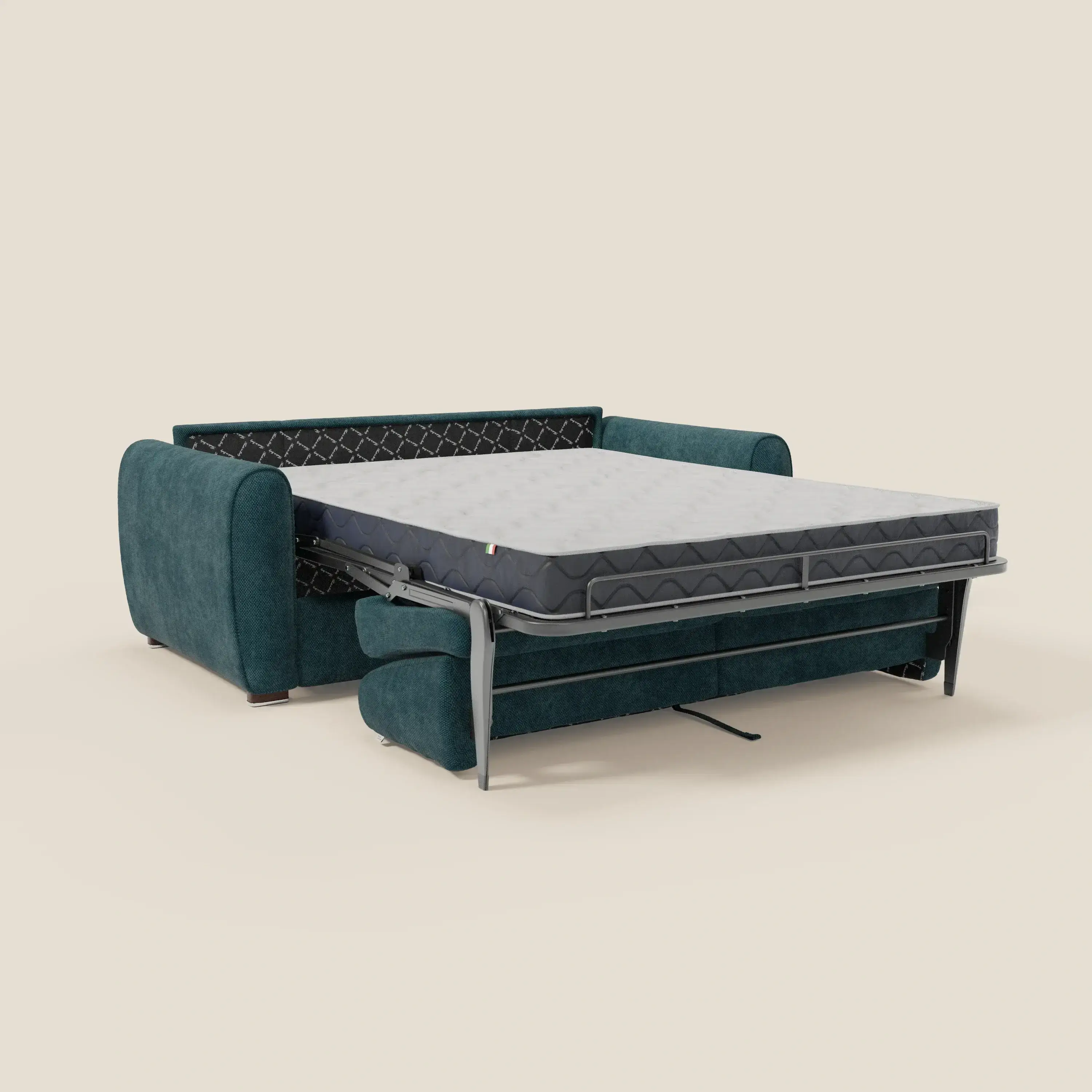 Kaleo Canapé convertible moderne avec matelas H17 cm - en tissu imperméable T26 bleu canard - Image 11