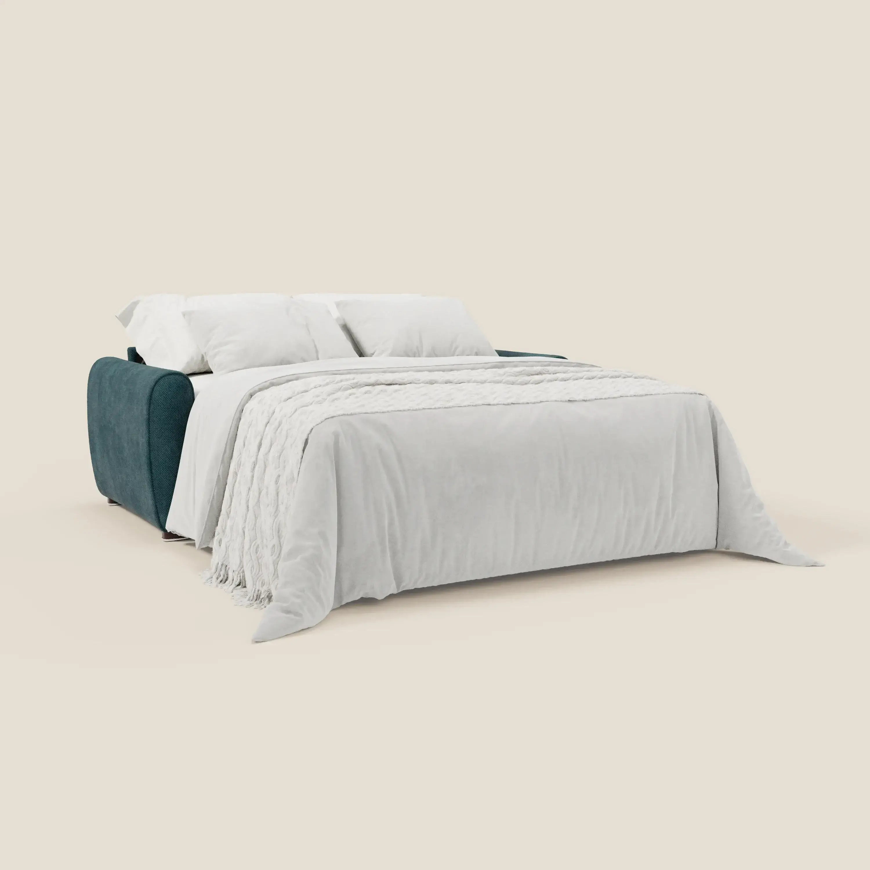 Kaleo Canapé convertible moderne avec matelas H17 cm - en tissu imperméable T26 bleu canard - Image 2