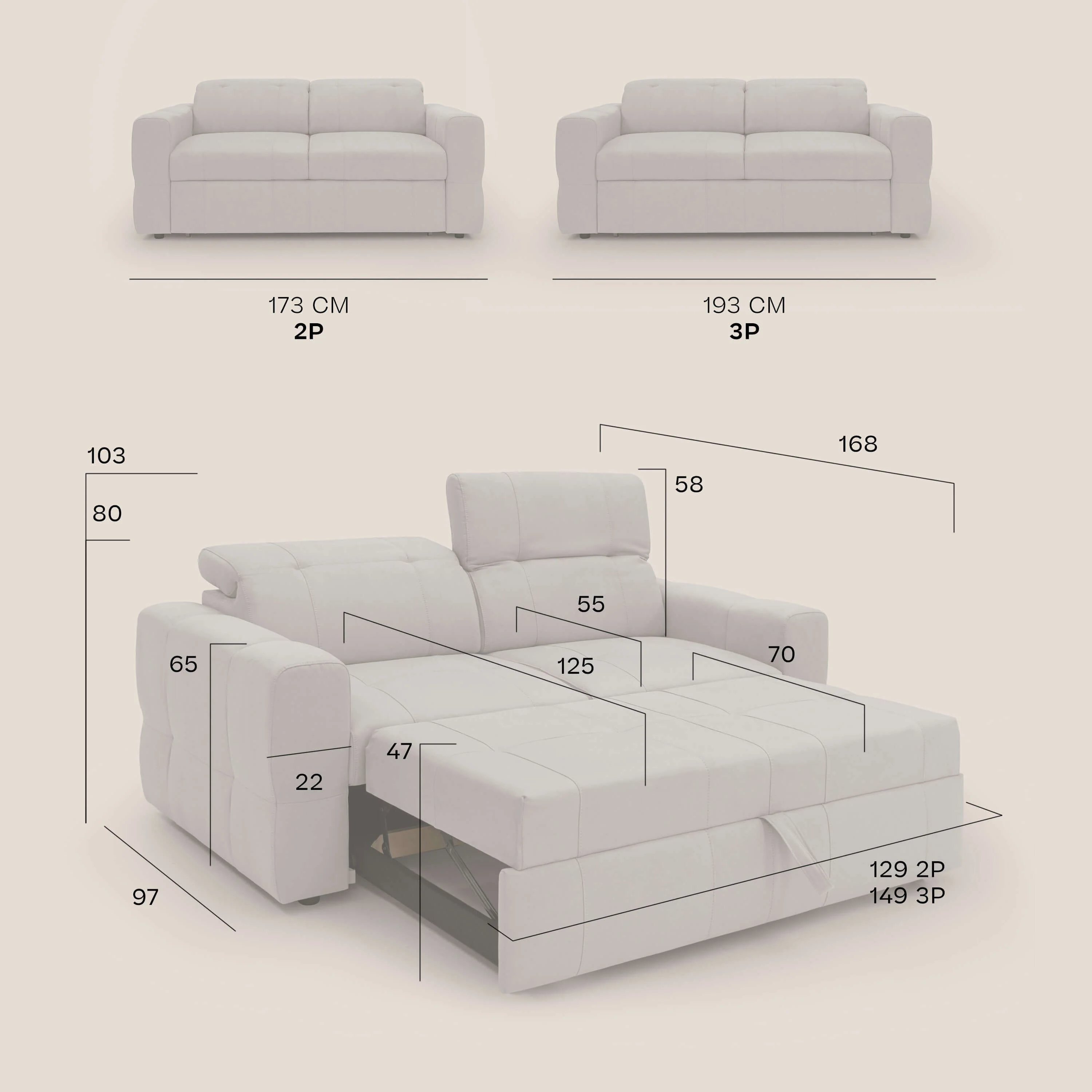 Kronos Canapé avec pouf extractible et têtières inclinalbes en microfibre douce imperméable T11 jaune - Image 13