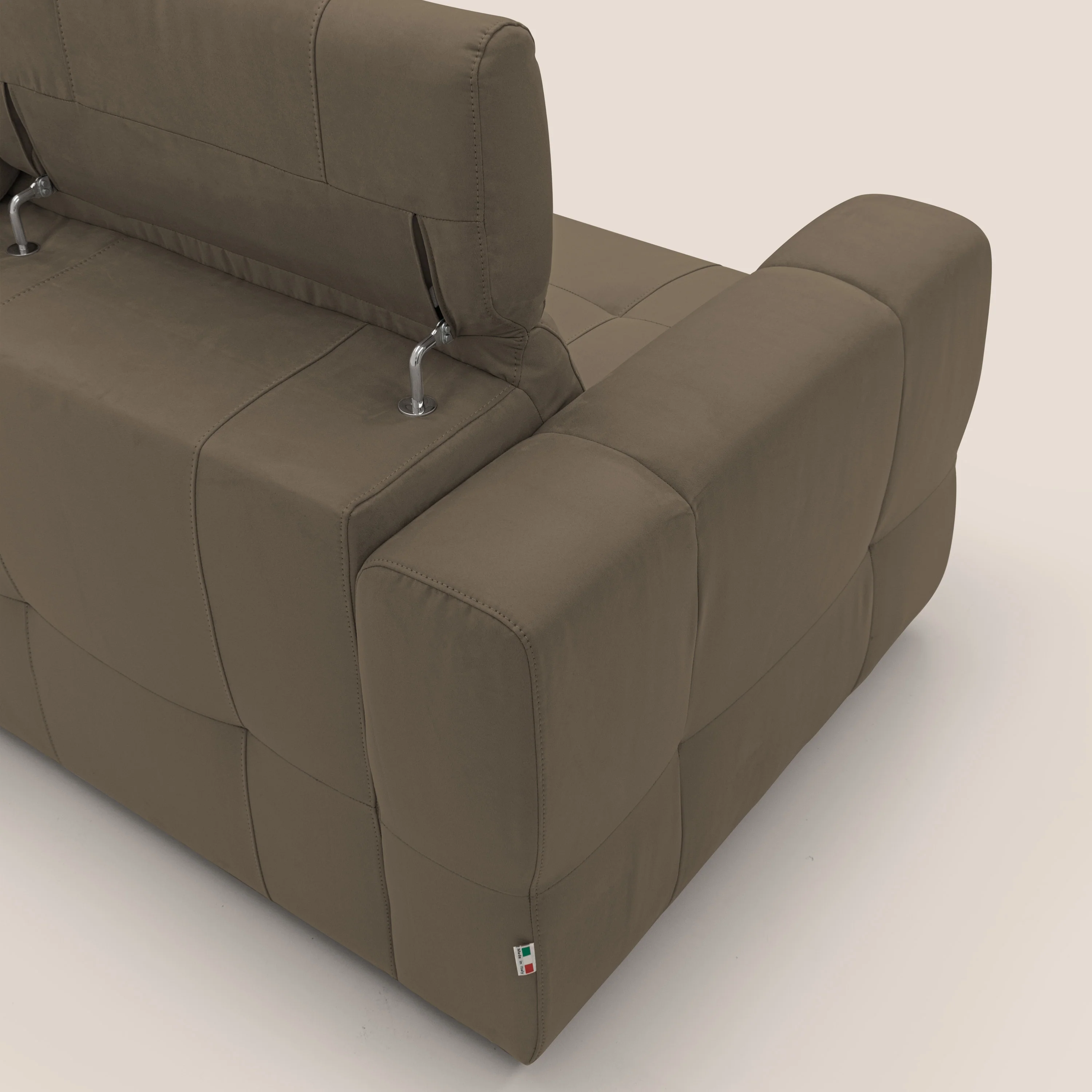 Kronos Canapé d'angle avec extractible et pouf coffre en micorfibre imperméable T11 marron - Image 11