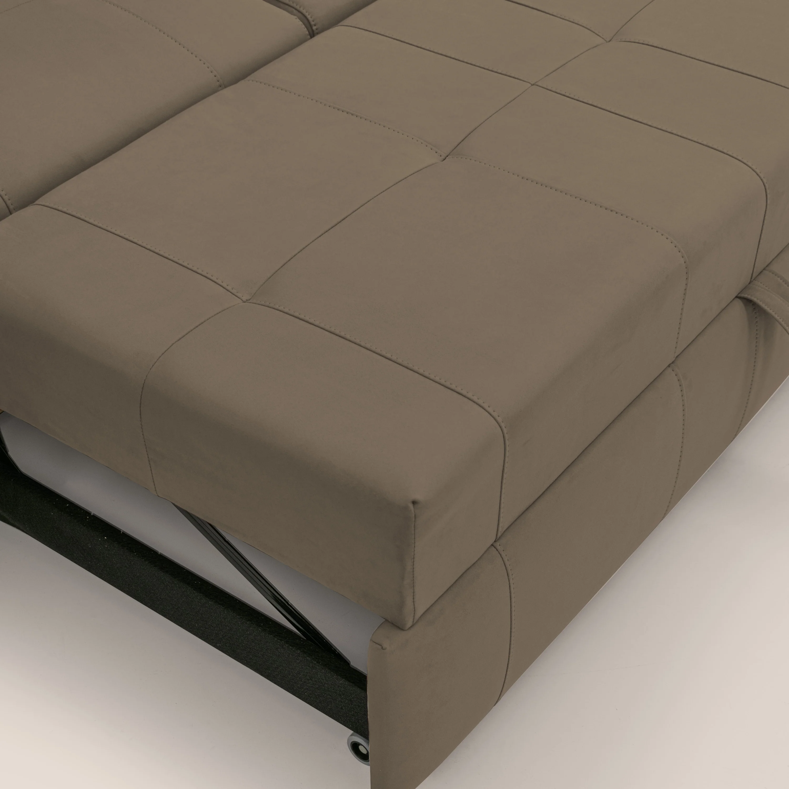 Kronos Canapé d'angle avec extractible et pouf coffre en micorfibre imperméable T11 marron - Image 9