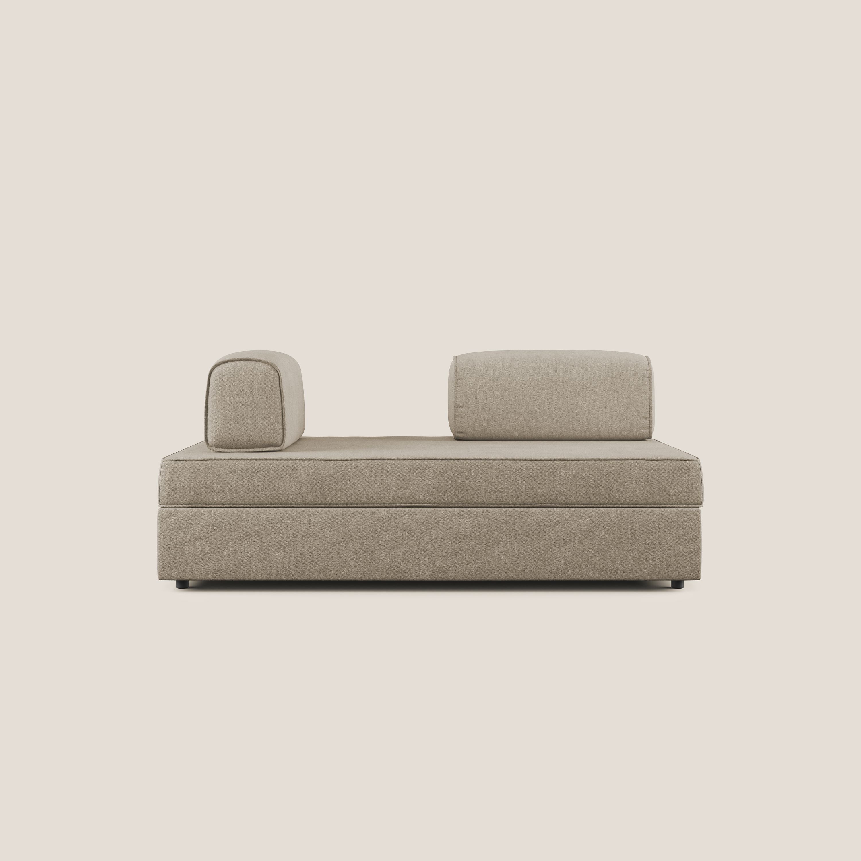 Liberty canapé avec pouf extractible et dossier amovible en tissu doux imperméable T02 beige