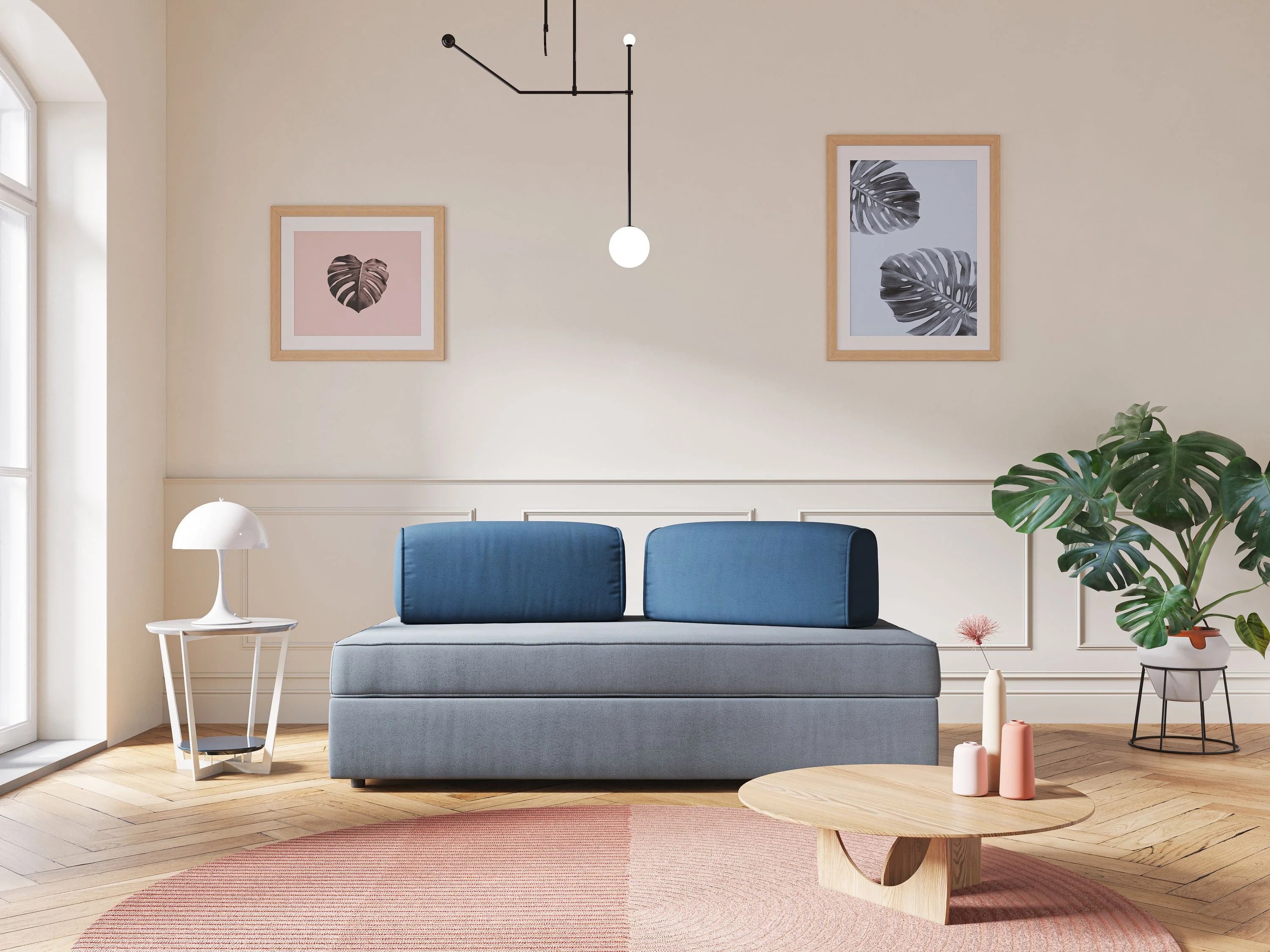 Liberty canapé avec pouf extractible et dossier amovible en tissu doux imperméable T02 beige - Image 11