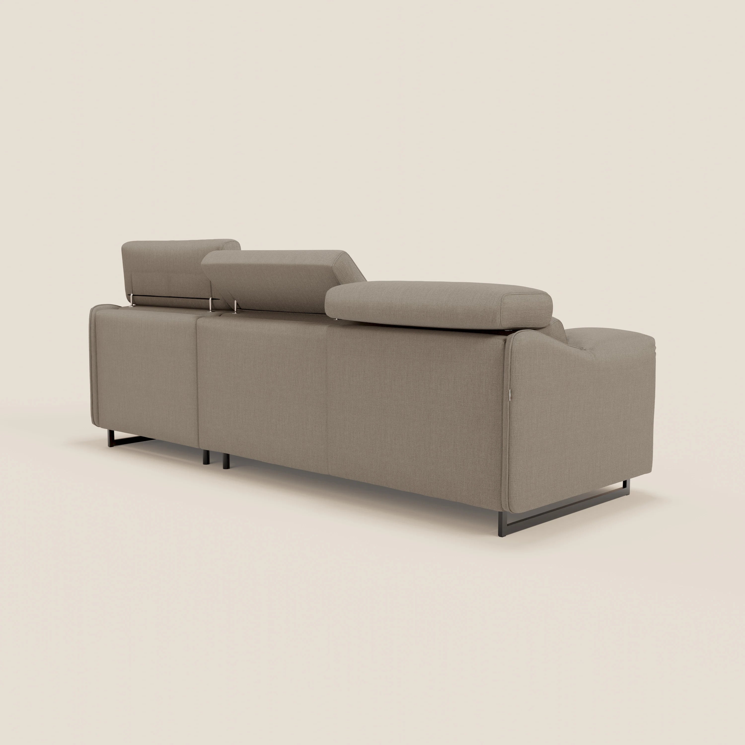 Violetta Canapé d'angle convertible avec chaise longue coffre, têtières et matelas 18cm en tissu imperméable T13 taupe - Image 8